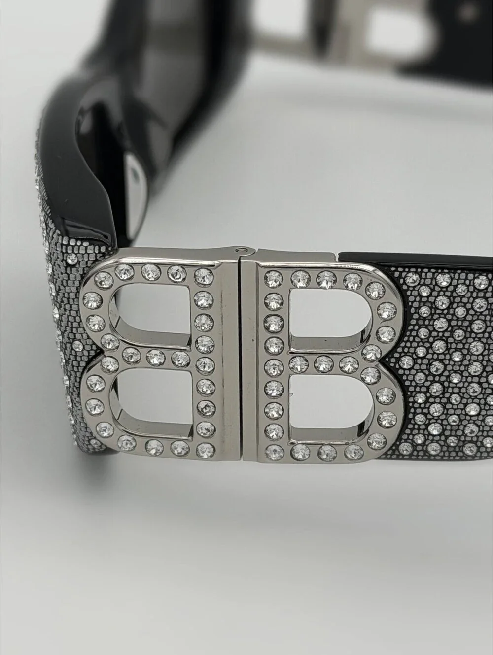 Balenciaga BB0096S 013 Dynasty Rectangular BB Logo Narrow Crystal Black Limited
